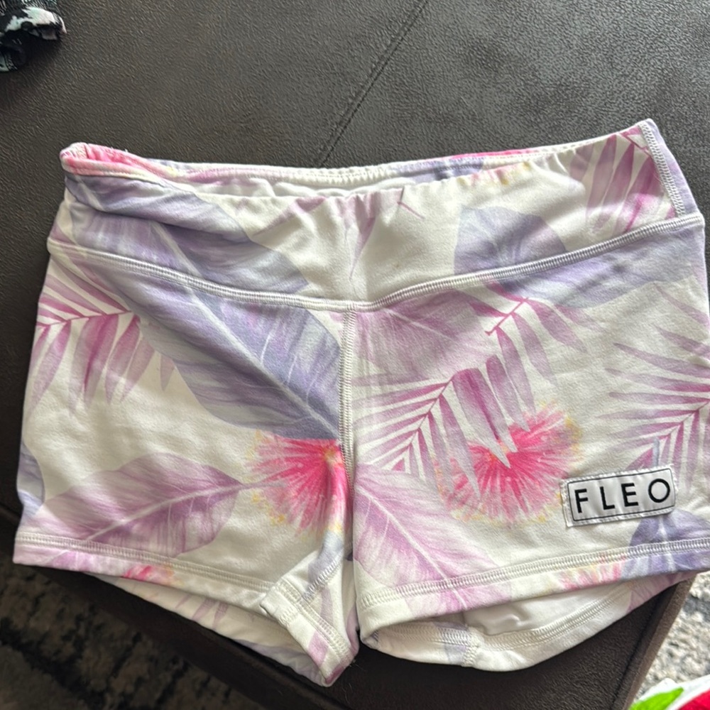 Fleo Athletic Shorts Pink and Purple Vibrant Design